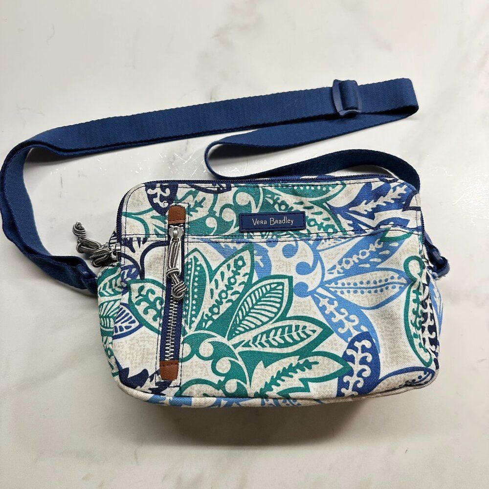 Vera Bradley crossbody purse canvas Santiago tropical beach RFID small travel
